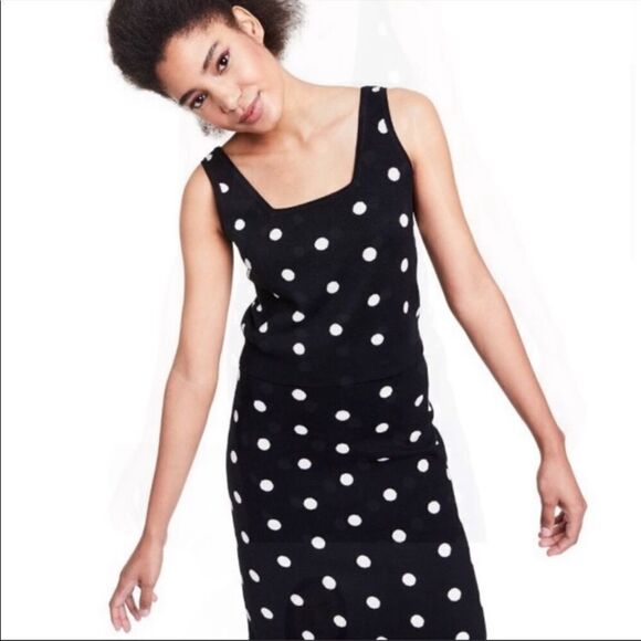 Victor Glemaud x Target black white polka dot tank cropped sweater/top - Picture 1 of 7